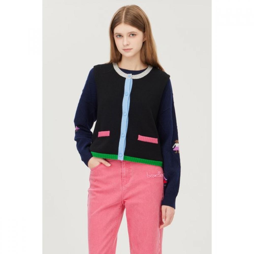 

Benetton Color Block Knit Vest Bakvf5561 GR (gray)/OS