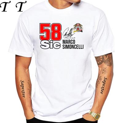 Marco Simoncelli 58 GP Race Rider T-Shirt New Summer Men Short Sleeve Hip Hop Sport Boy Casual Tees Motorcycle Lovers White T...