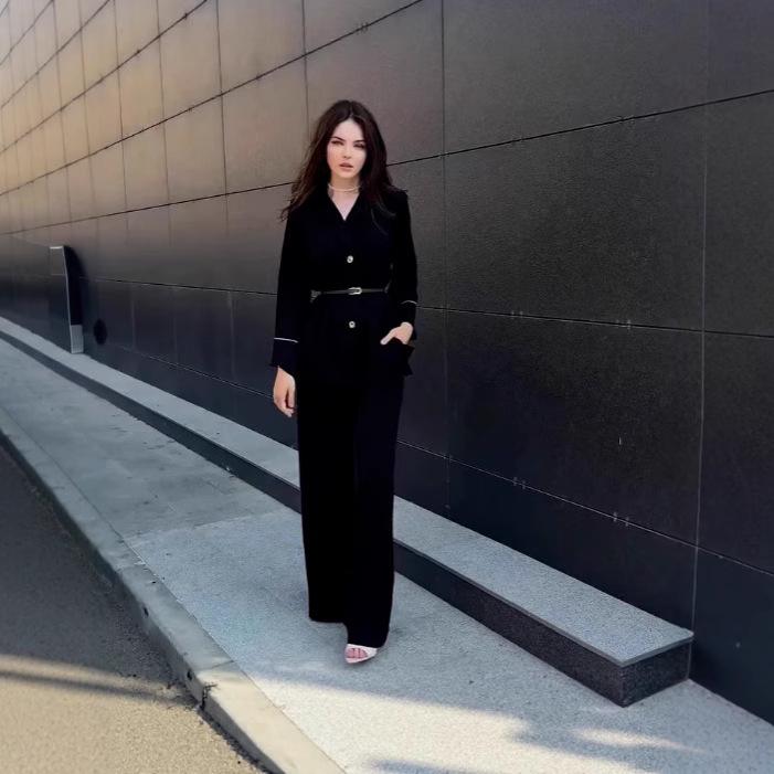 2025 Autumn European & American Elegant Suit Jacket and High-Waisted Slim Skirt Set XXL