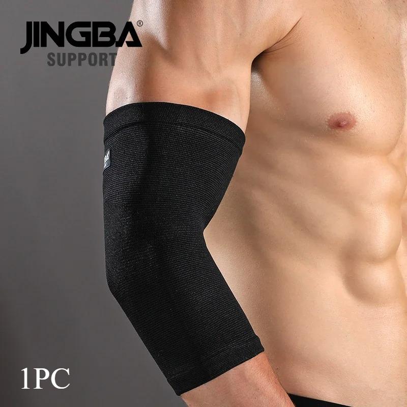 

Прочный и безопасный эластичный нарукавник Jingba для спорта, дышащий, поддержка локтя, компрессионный бандаж-защита, идеально подходит для различных видов спорта L
