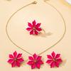 A Set of Women's Jewelry: Dopamine-Colored Three-Dimensional Flower Earrings, Necklace, and Ring Set, Suitable for Daily Wear and Vacation