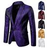Men's Plus Size Court Style Dark Pattern Single Button Slim Fit Jacket