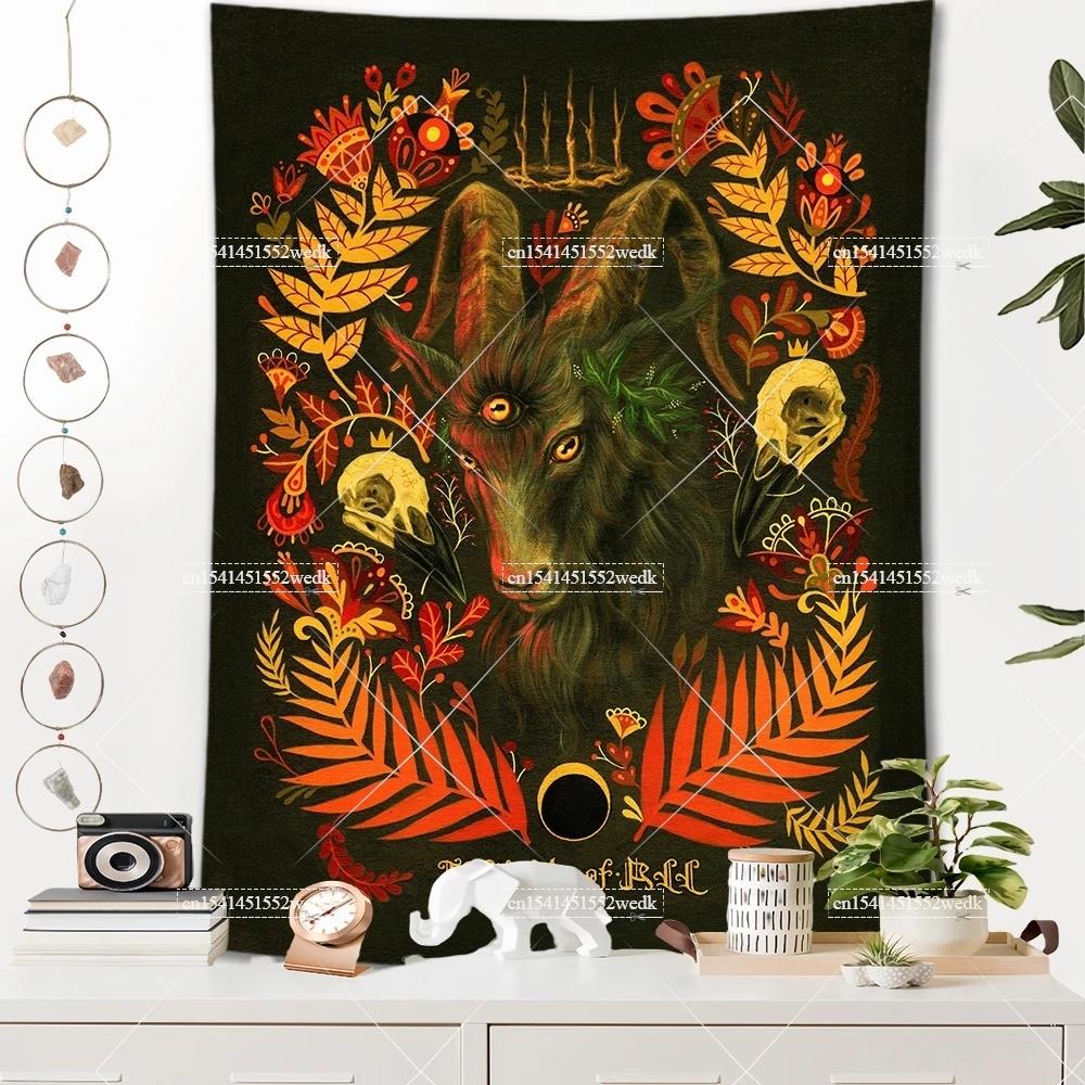 Raven Norse Folk Tapestry Medieval Animals Birds Tarot Tapestrys Room Decor Aesthetics Landscape Art Posters Background Cloths