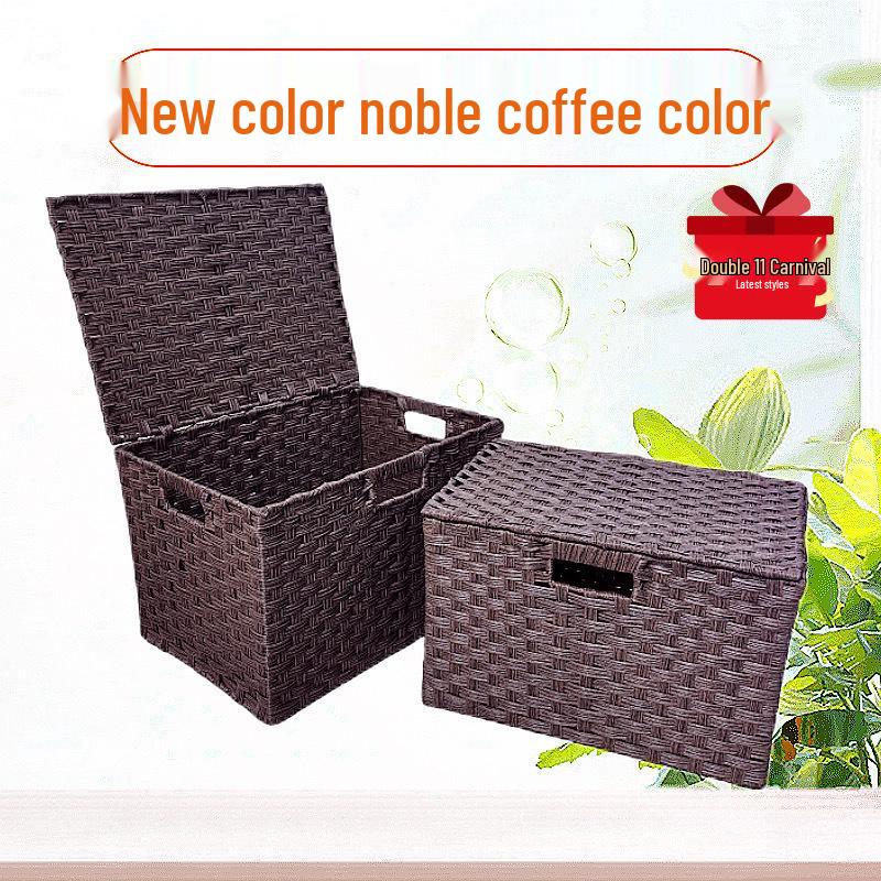 Vävd förvaringslåda med lock: Hushållsorganisatör för snacks, leksaker och diverse