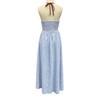 Women's Halter Striped Maxi Dress Sleeveless Deep V Neck A Line Sundress Summer A-Line Beach Vacation Dress