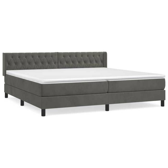 VidaXL Divan Bed and Mattress Dark Grey 200x200cm Velvet - Model 3131160