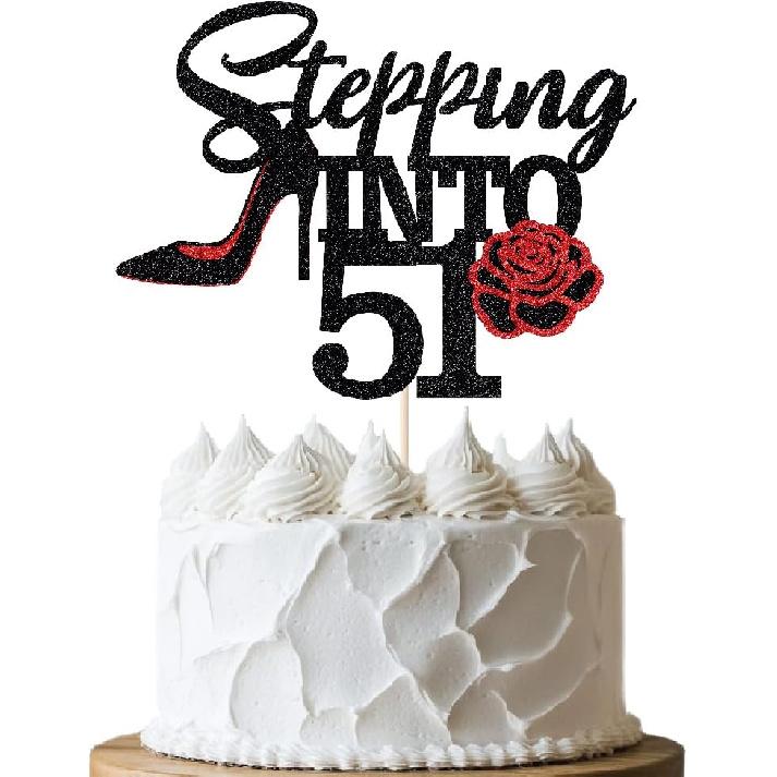 Stepping Into 40 Cake Topper,Still Fabulous at 40 Cake Decor,Funny Happy 40th Birthday Party Supplies,Highheel Rose Sign Cheers to 40 Years Black Red