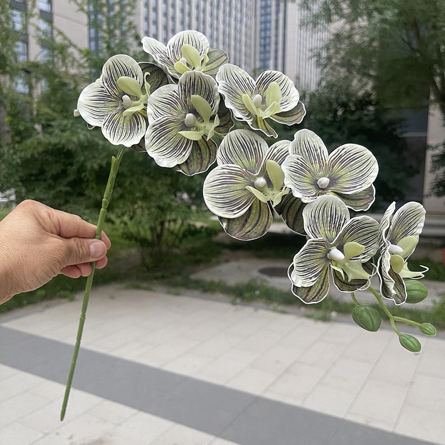 10pcs Phalaenopsis Orchids Artificial Flowers EVA Material 9 Heads Fake Orchid Stems for Wedding Home Decor Outdoor Photography