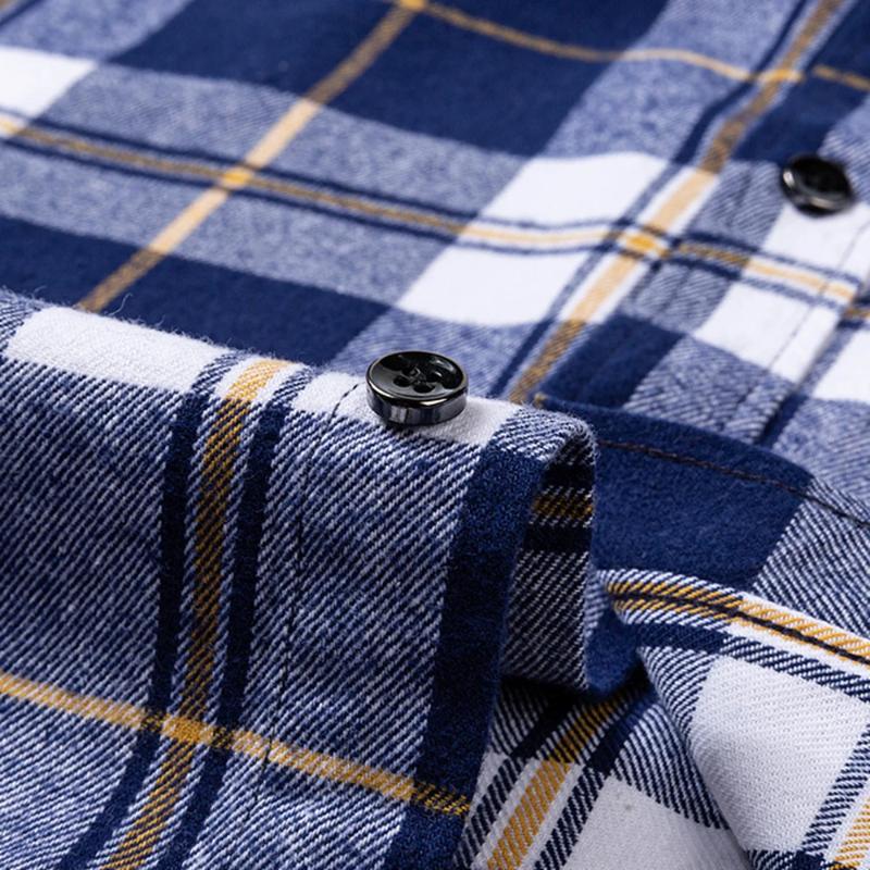 11XL / 160KG Flannel Shirts Men Large Size Plaid Long Sleeve 100% Cotton Checked Elegant Shirts Man Casual Clothes Plus Oversize