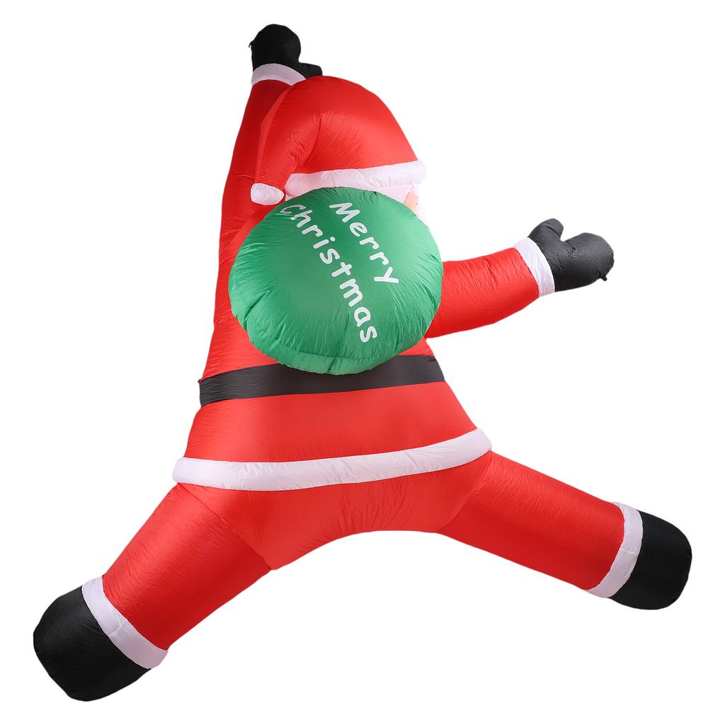 5.9ft Xmas Inflatable Santa Outdoor Decoration Climbing Santa with Present Bag Blow Up Decor Built In LED Light for