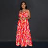 Women's Fashion Sexy Printed Strappy Pleated Wide-Leg Jumpsuit
