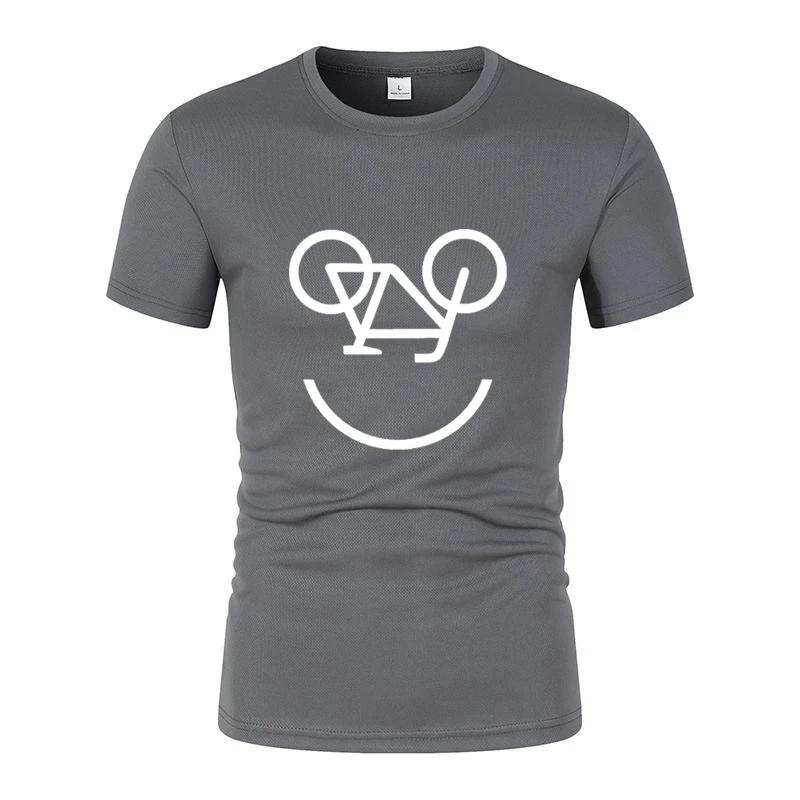 Summer New Interesting Bicycle Reverse Letters Print Men'S T -Shirt Fashion Casual Jogging Mesh Air Permeability Short Sleeves