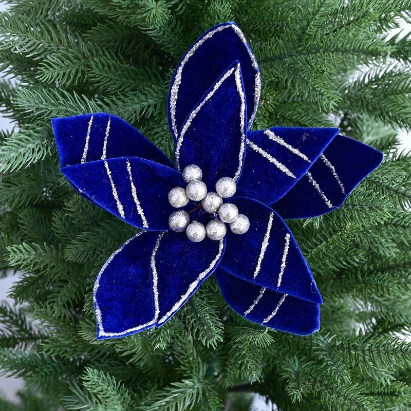 New simulated Christmas flower Christmas tree cuttings flannel big flower Christmas supplies DIY accessories Christmas tree dress up