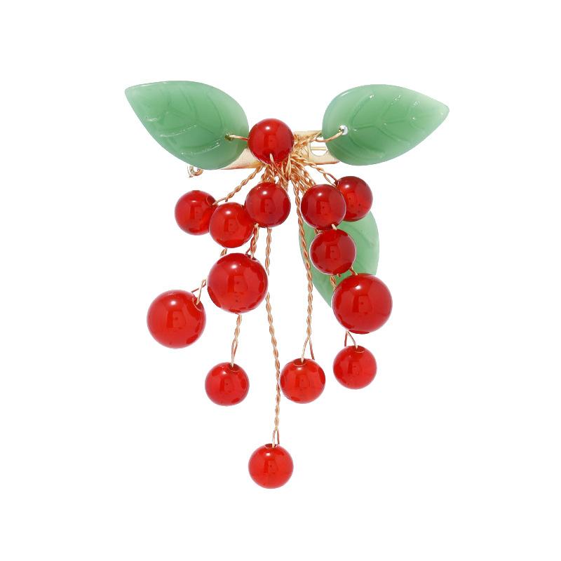Natural Agate Grape Brooch Handmade Niche Design High-end Temperament Pin Elegant Dress Suit Accessories Women
