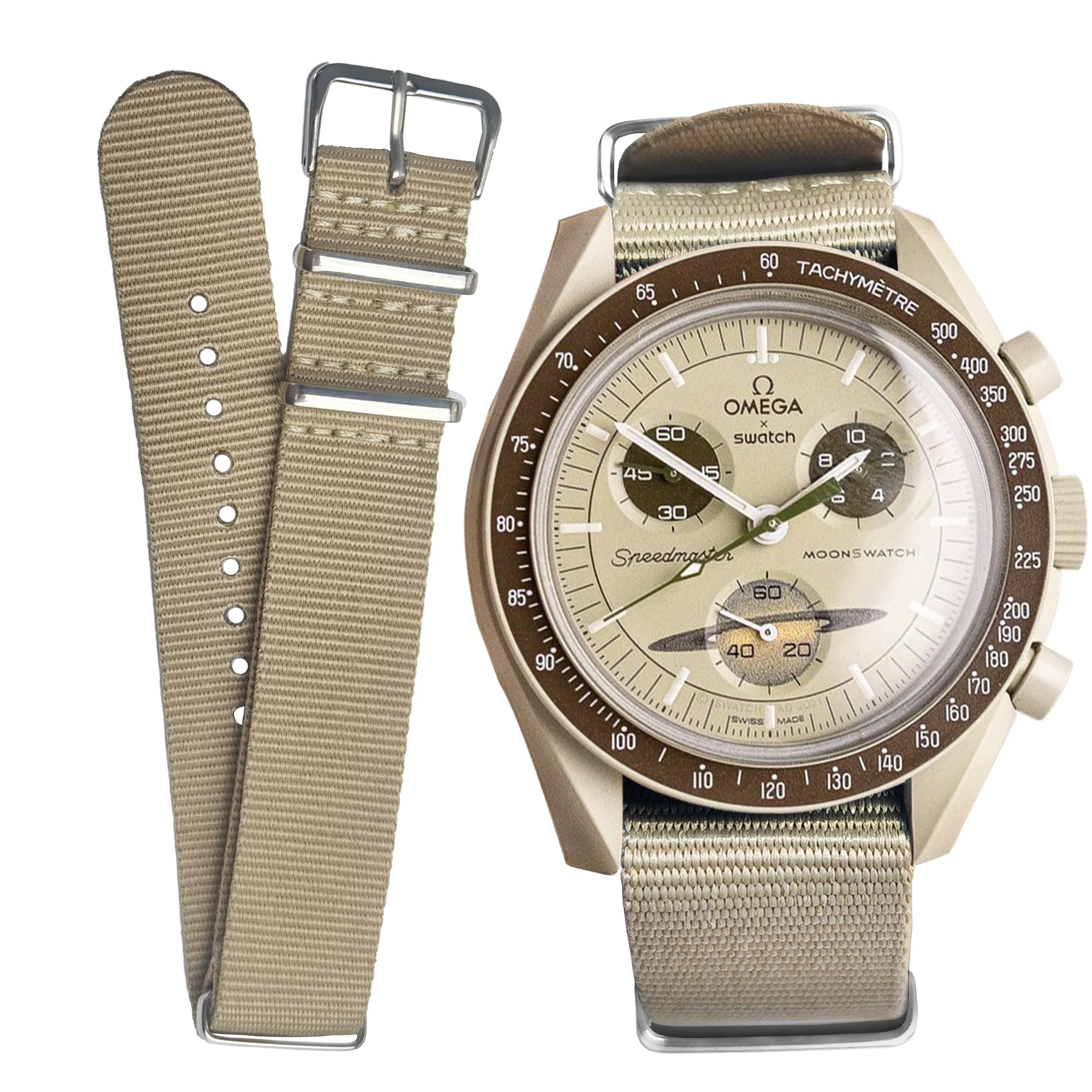 

20mm Watch Band for Omega X Swatch Speedmaster MoonSwatch Easy Replacement Nylon Watch Unisex [Ocdin] NATO® Strap, Band, (Saturn/Jupiter)