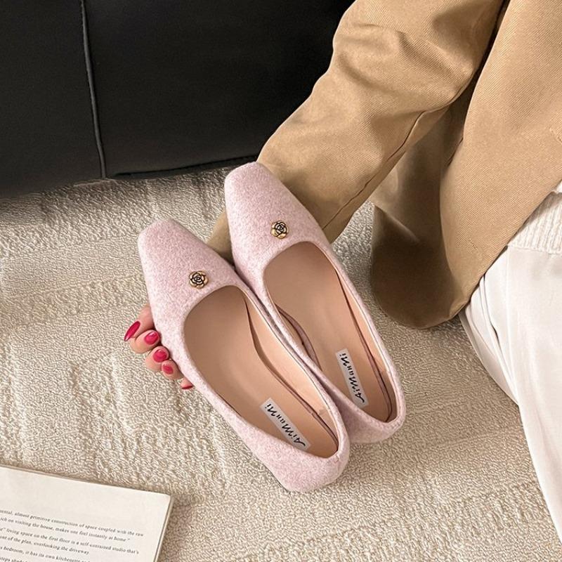 Shoes Woman Comfortable And Elegant Black Flats Modis Loafers Fur Female Footwear Autumn Winter  Dress Fall On Heels