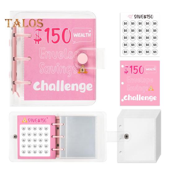 25 Envelopes Money Saving Challenge Binder Mini Cash Saving Budget Book To Save $150/300/500/1000 for Home Office School