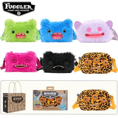 Fugglers Plyšáci Crossbody taška Fuggler Pan Knoflík Křičící Černý Monstrum Vycpaná Plyšová Taška přes rameno Narozeninová Panenka Dárky