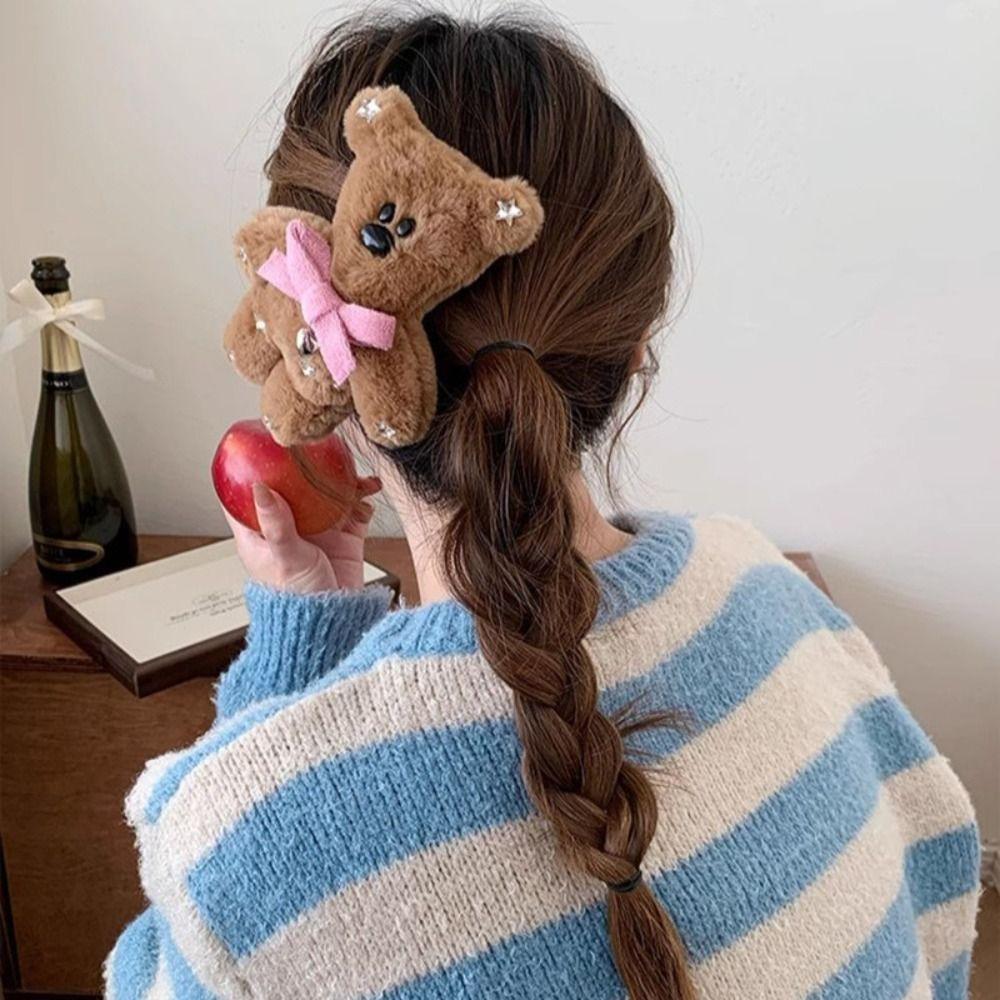 

Scarf Plush Hair Pin Bow Barrette Kawaii Bear Hair Clip