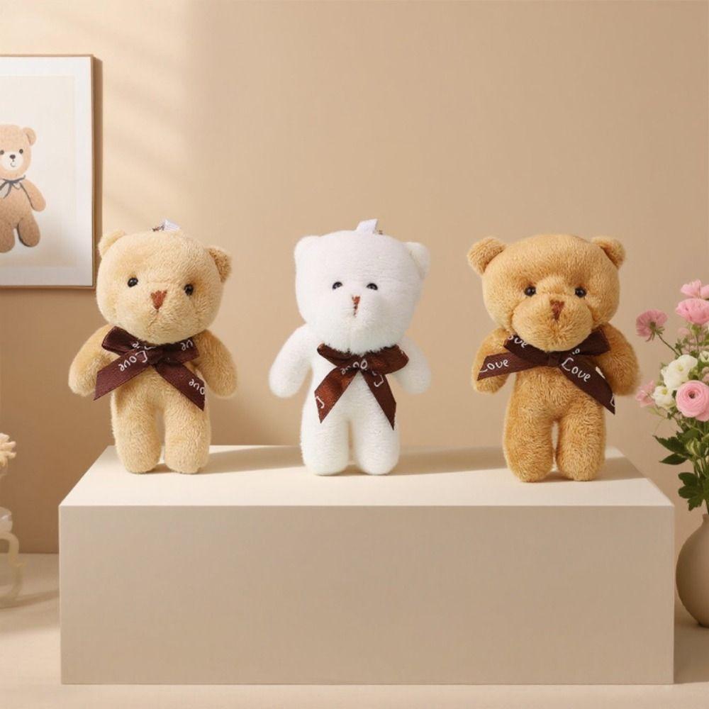 10Pcs Cartoon Animal White Bear Plush Keychain Keyring Bear Plush Dolls Holiday Gift