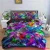 2/3Pcs Psychedelic Duvet Cover Set (1 Duvet Cover + 1/2 Pillowcase, Without Core), Abstract Art Rainbow Color Bedding Set