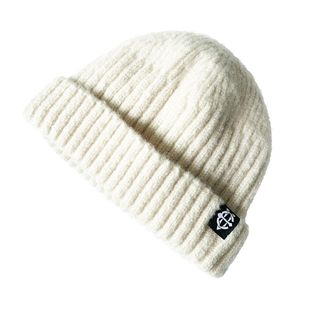 EIGHTVOLUME Ev Fleece-Lined Ribbed Short Beanie (Ivory)