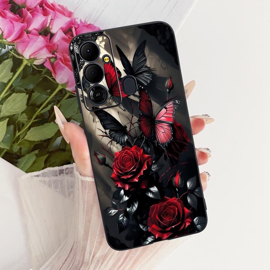 For Tecno Pop 6 GO Case BE6j Cute Bow Flowers Painted Cover Soft TPU Phone Case For Tecno Pop 6 Pro BE8 Pop6 GO Back Cover Coque