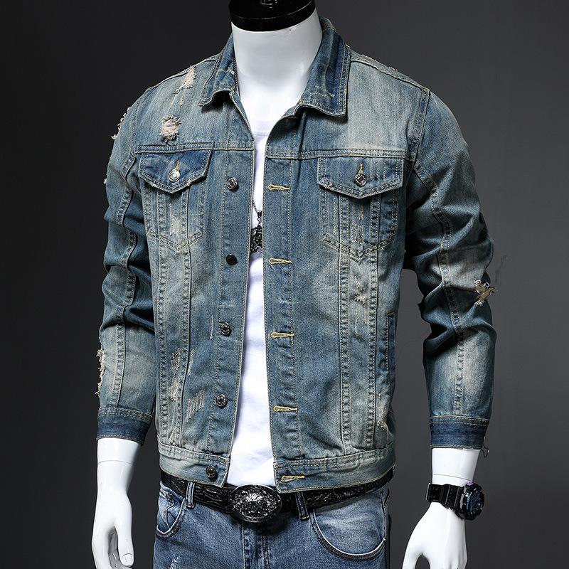Giacca Trendy da Uomo Europea e Americana 2024 Autunno/Inverno Edizione Vintage Moda Casual Giacca da Cowboy
