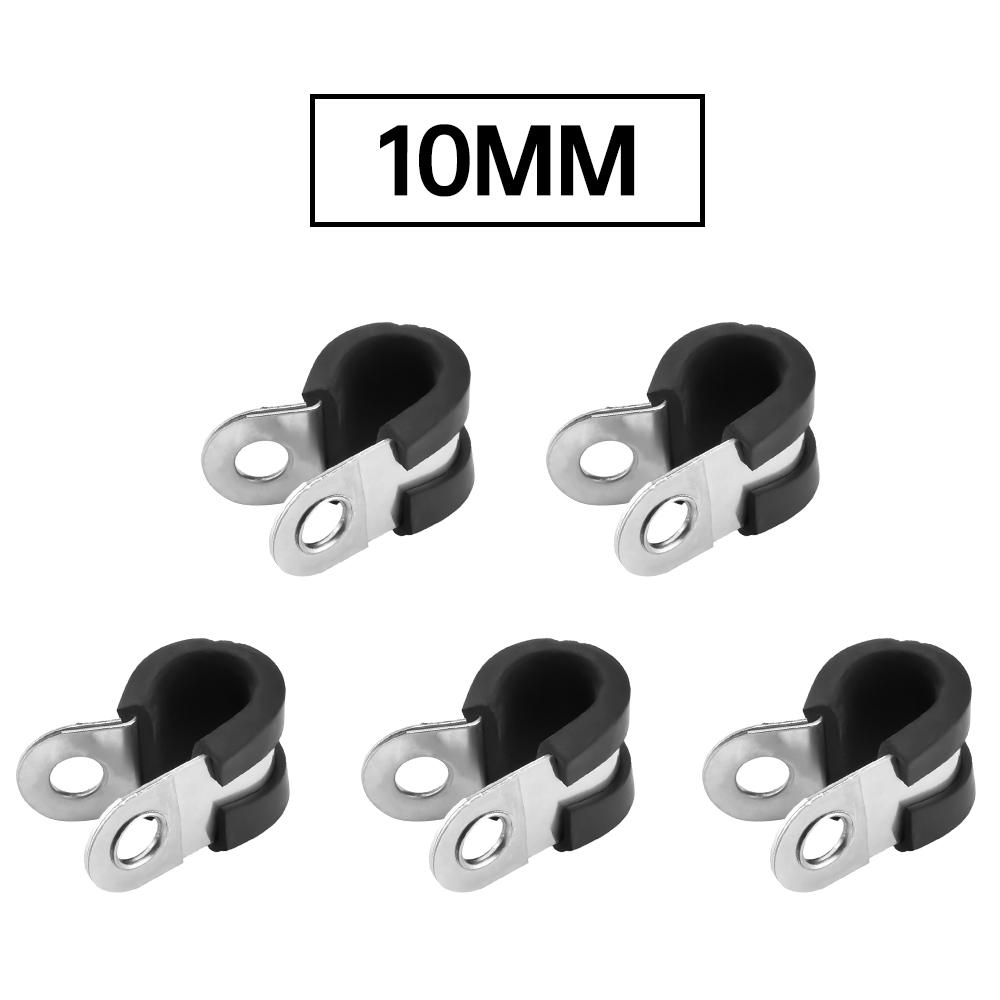 5PCS Stainless Steel Rubber Lined Hose Clamps P-Clamps R-Clamps Cable Cable Clamps Assortment Kit Fixing Clamps Hose Brackets