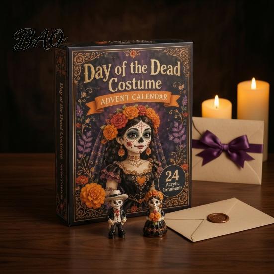 Festive Desktop Display Ornaments Day of The Dead Costume Advent Calendar 2026, 24 Days Countdown with Traditional Altar Table Decorations Pcs