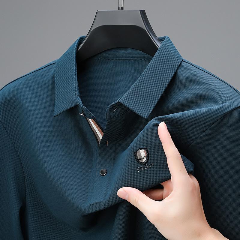 Traceless Long-Sleeved Polo Shirt Men'S Senior Sense Business Casual Elastic Lapel Polo