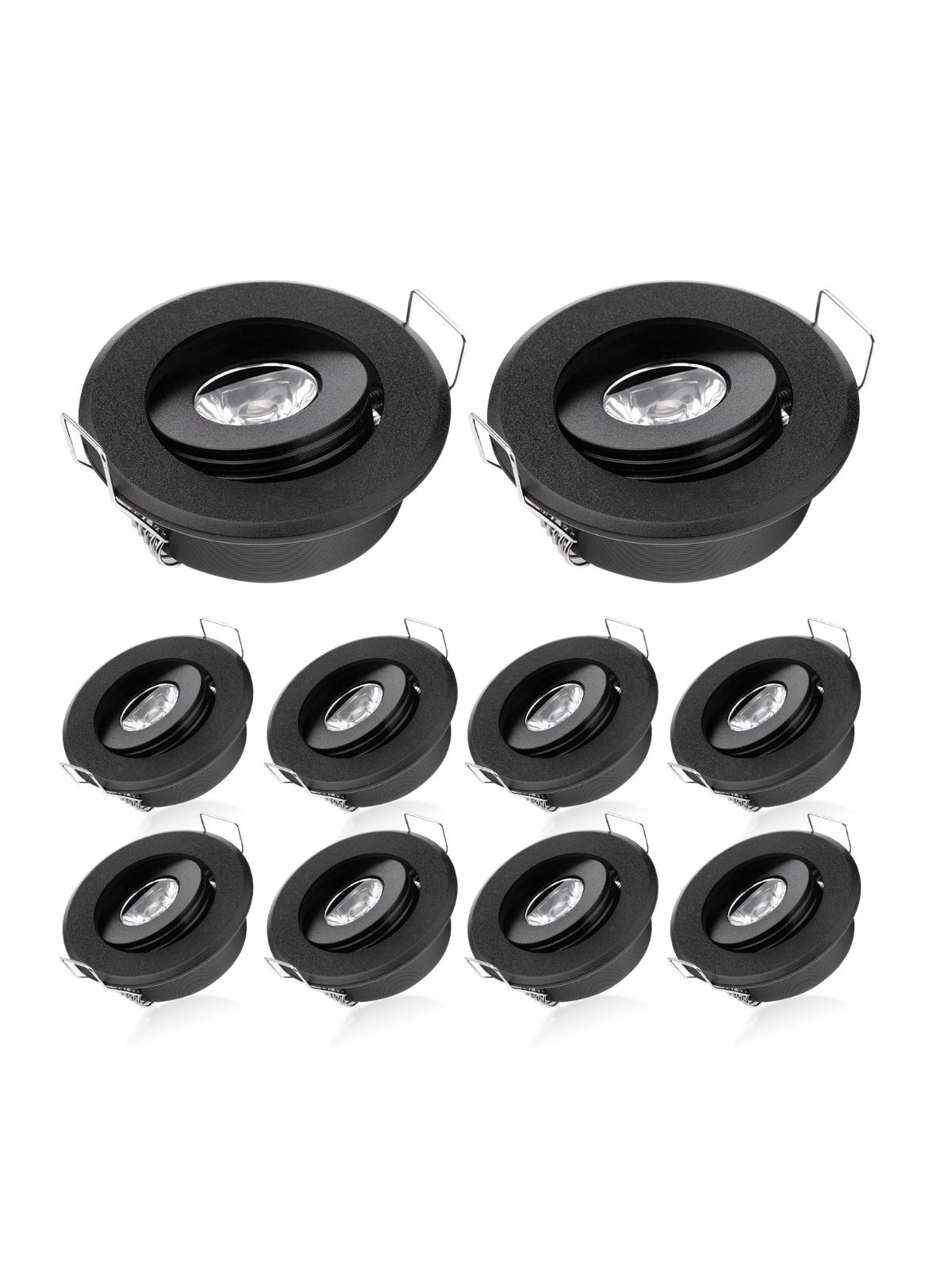 

10 шт. 3 Вт мини-светильник с регулируемой яркостью высокой мощности светодиодные встраиваемые потолочные светильники светодиодные светильники для гостиной, шкафа, спальни 3W AC80-260V&6000K чёрный