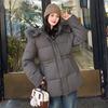 Atmosphere women's cotton-padded clothes, large twill fur collar, hooded medium and long drawstring, waist, daily travel looks good