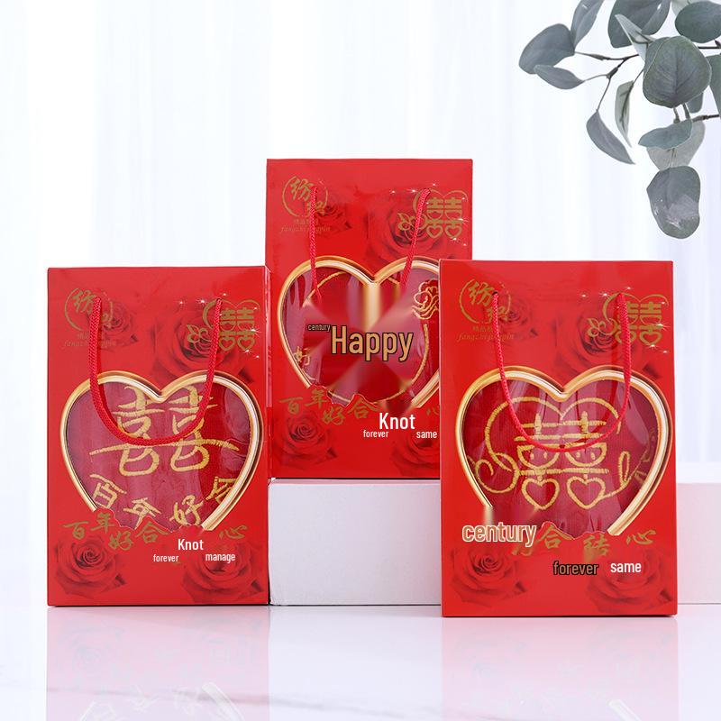 Ultra-Absorbent Red Wedding Gift Towel - Thick, Lint-Free, Cross-Border Microfiber