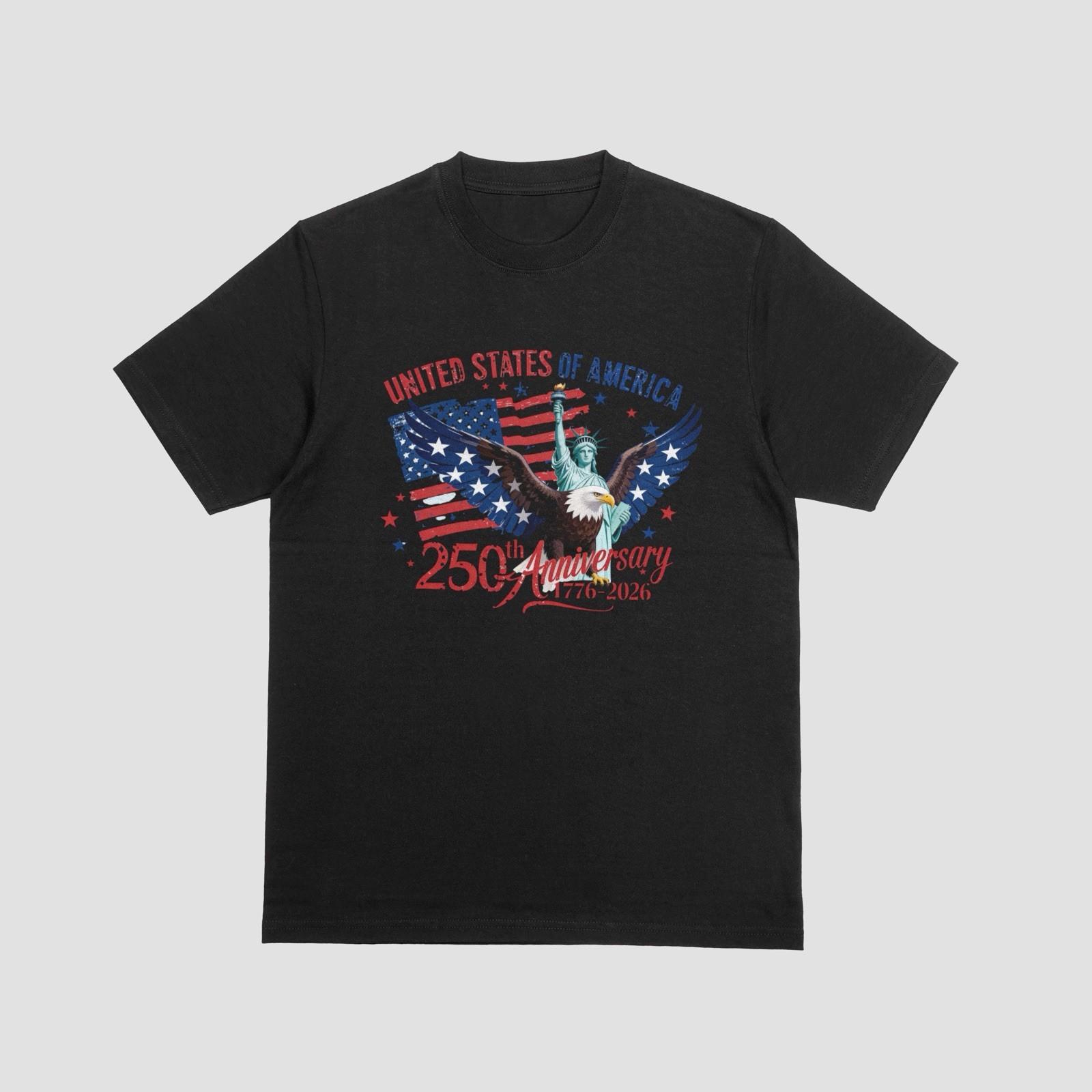 USA 250th Anniversary T-Shirt Patriotic Eagle Flag 1776–2026 America Tee 4XL