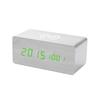 Smart Wooden Desk Clock with Wireless Charging, LED Display, Voice Control, and Silent Alarm