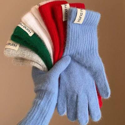 Winter Knitted Gloves Stretchy Warm Gloves Solid Color Fingered Gloves for Cold Weather Girls Men Women And Teens