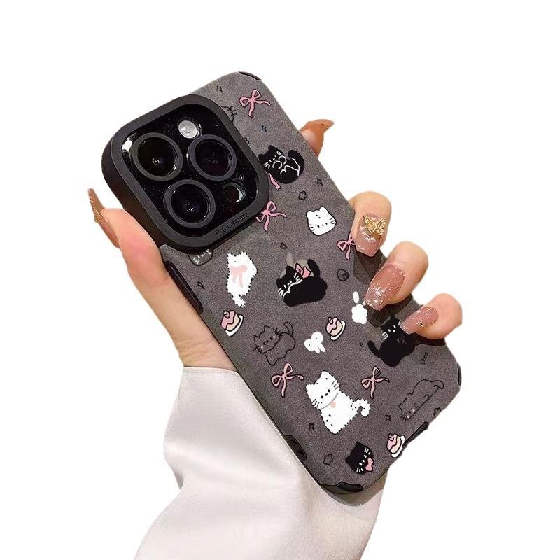 Full screen bow cat is suitable for Apple 17Pro new 15 flip fur iPhon16promax anti-drop fine hole