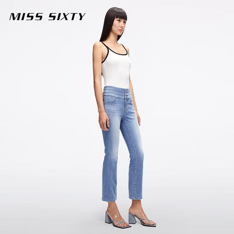 MISS SIXTY Women's High-Waist Cropped Flared Denim Jeans