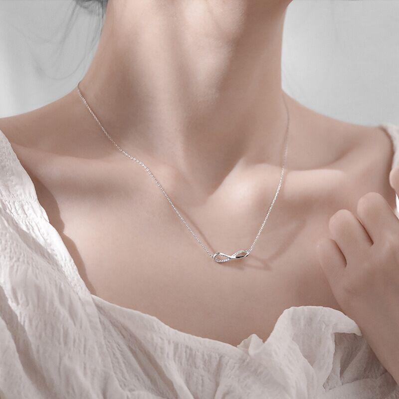 S925 Sterling Silver Necklace for Women Niche Design Simple Elegant Ring Clavicle Chain