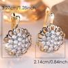 Vintage White Zircon Hollowed-out Sunflower Earrings for Women Gold Color Luxury Fashion Party Jewelry