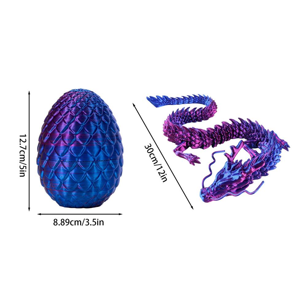 3D Printed Gem Dragon Crystal Dragon Egg Rotatable And Poseable Joints 3D Articulated Dragon Toys For Autism Kids Gifts