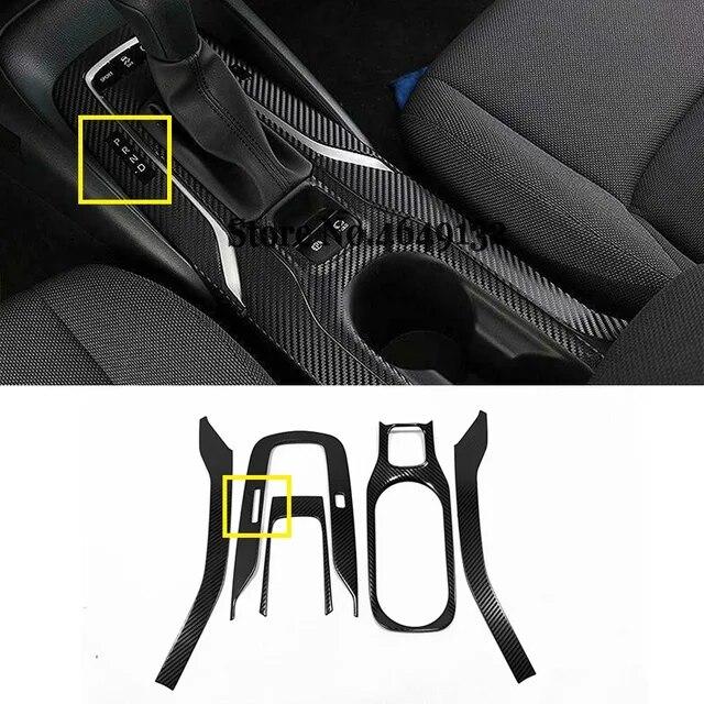 5 Pcs Stainless Steel Carbon Fibre Gear Shift Panel Water Cup Holder Cover Trim For Toyota Corolla Interior Accessories