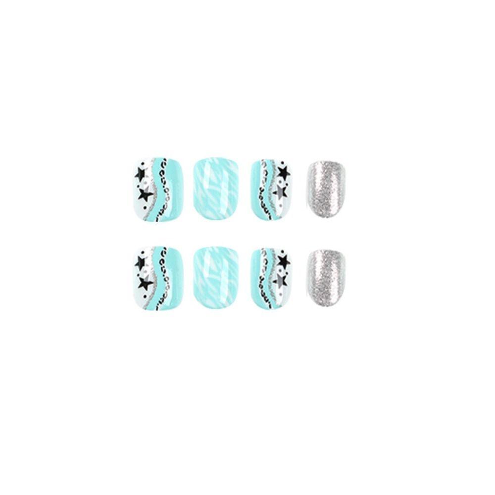 24pcs Detachable Fake Nials DIY Press on Nails Simple False Nails French Short Square