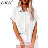 Women's Fashion Casual Solid Color Print Short Sleeve POLO Neck Blouses & Shirts