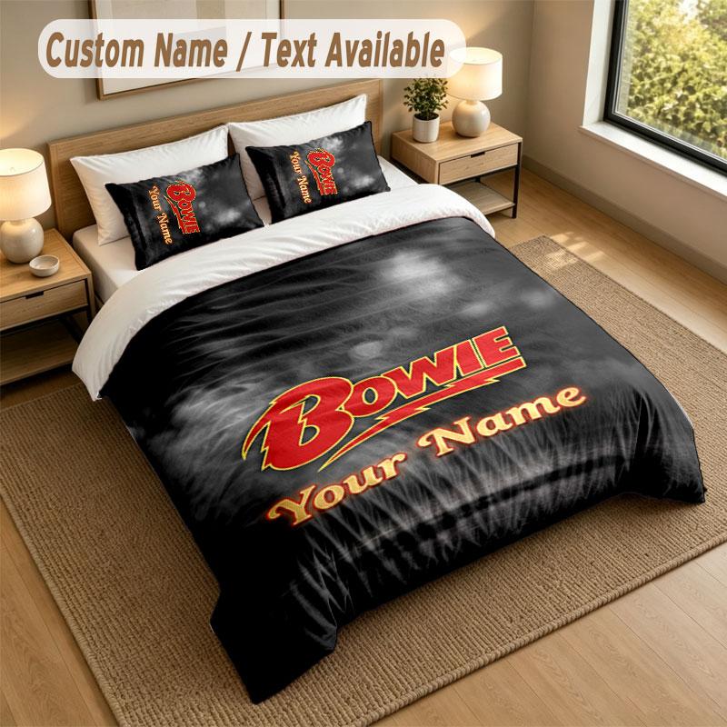 Bedding Set 1 Duvet Cover 2 Pillowcases David Bowie Print Soft Bed Linen Bedroom Decor