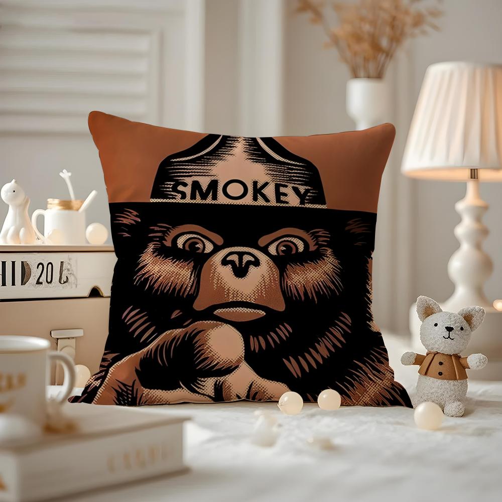 

Anime SSmokey BBear Cushion Cover Antidustmite Pillowcase Invisible zipper silky short plush Sofa cushion cover 30X30cm