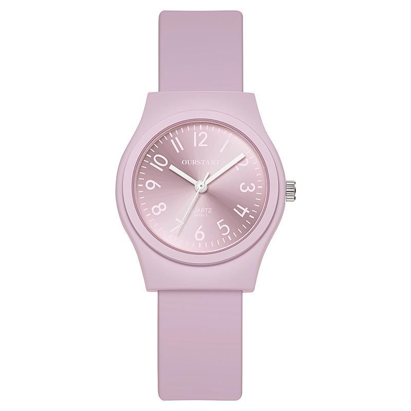 Simple pastoral small fresh candy color digital scale silicone student quartz watch, women's hand