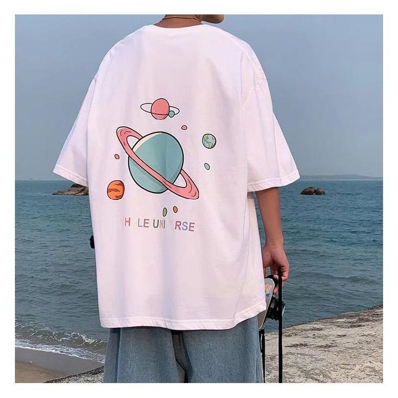 Męskie koszulki z krótkim rękawem list nadruk graficzny moda markowe koszulki dla mężczyzn odzież męska koszulka casual mężczyzna lato koreański Retro topy dla