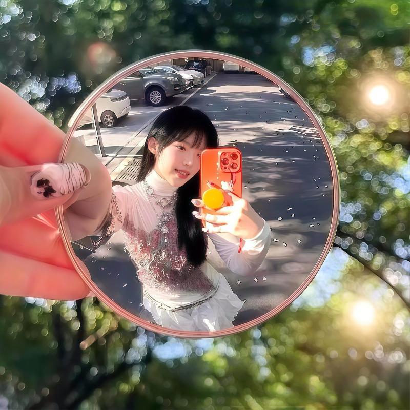 Round Convex Mirror Travel Selfie Photo Props High-Definition Mirror Portable Makeup Mirror Handheld Photography Mirrors